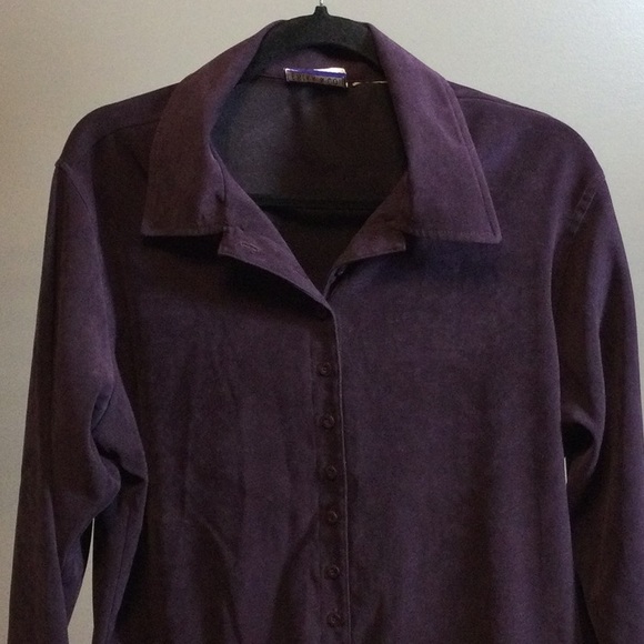 XL Erika & Co deep purple brushed button down top - Picture 5 of 14